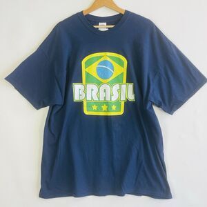 Gildan Brazil Brasil Vintage‎ Soccer Football Logo T-Shirt Top Mens XXL 2XL NEW